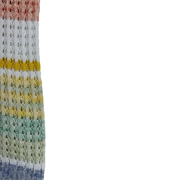 Talbots Small Crochet Knit Sweater Pastel Rainbow 3/4 Sleeve Pullover Womens - Picture 7 of 12